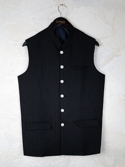 Plain Black Waistcoat - J. Junaid Jamshed