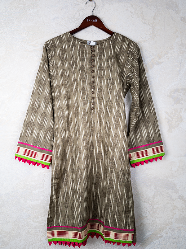 Cotton Green 3 Piece Khaddar Suit - Alkaram