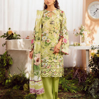Lawn Parrot Green Stitched Suit - Elaf