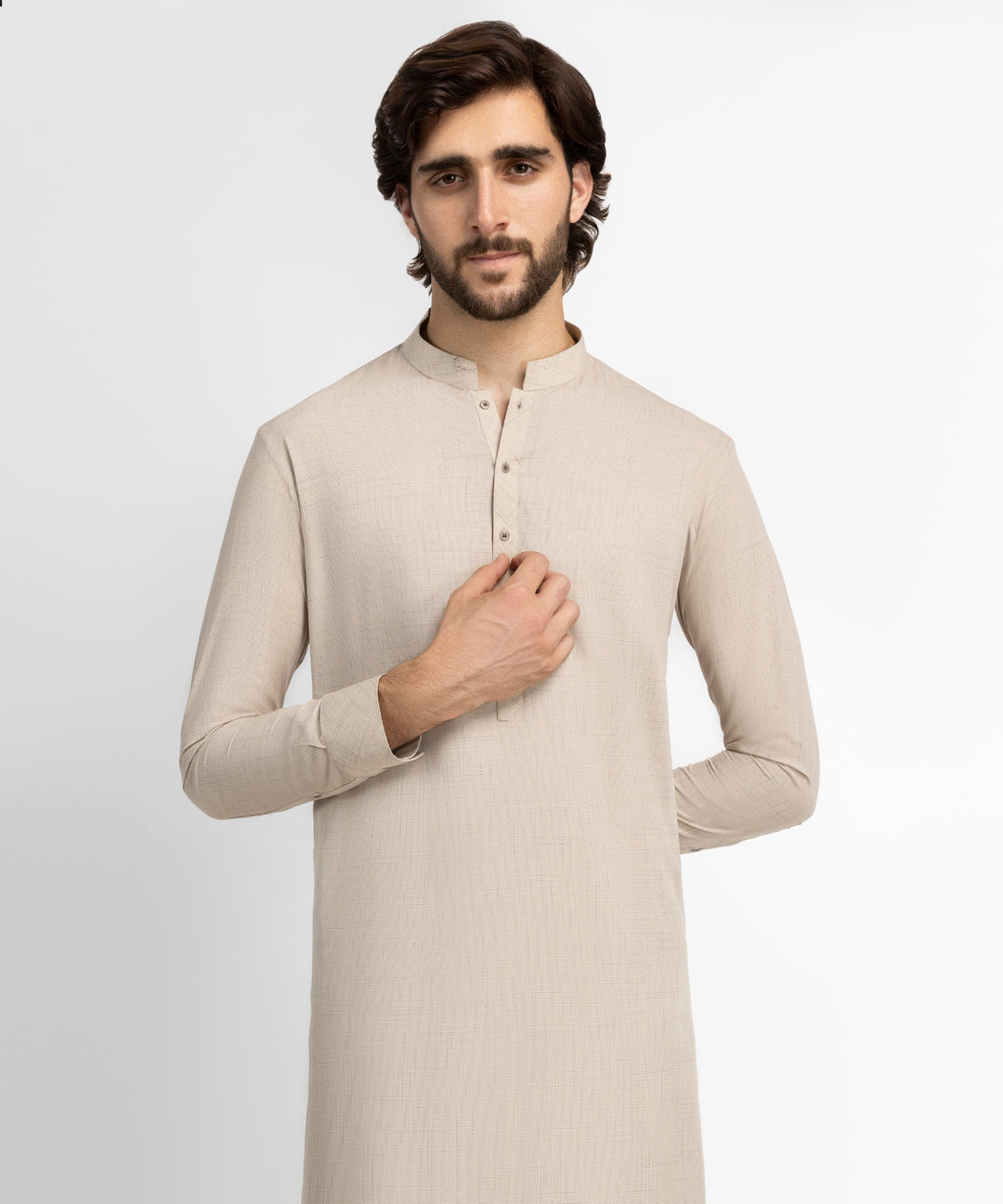 Blended Fawn Kurta Trouser - J. Junaid Jamshed