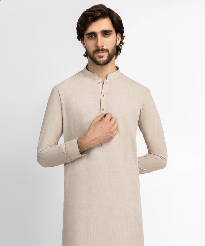 Blended Fawn Kurta Trouser - J. Junaid Jamshed