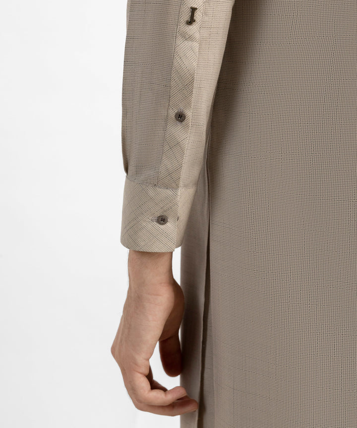 Blended Fawn Kurta Trouser - J. Junaid Jamshed