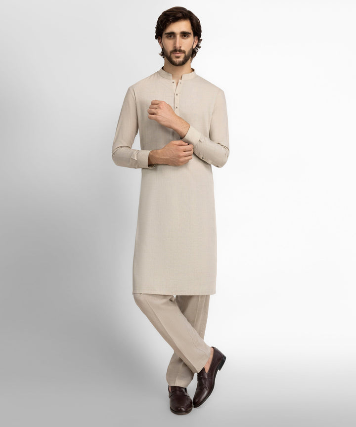 Blended Fawn Kurta Trouser - J. Junaid Jamshed