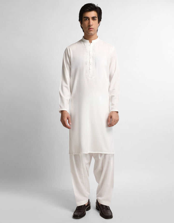 Blended Off White Shalwar Kameez - J. Junaid Jamshed