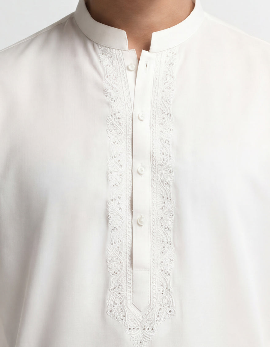 Blended Off White Shalwar Kameez - J. Junaid Jamshed