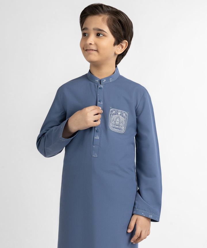 Polyester Denim Blue Kurta Trouser - J. Junaid Jamshed