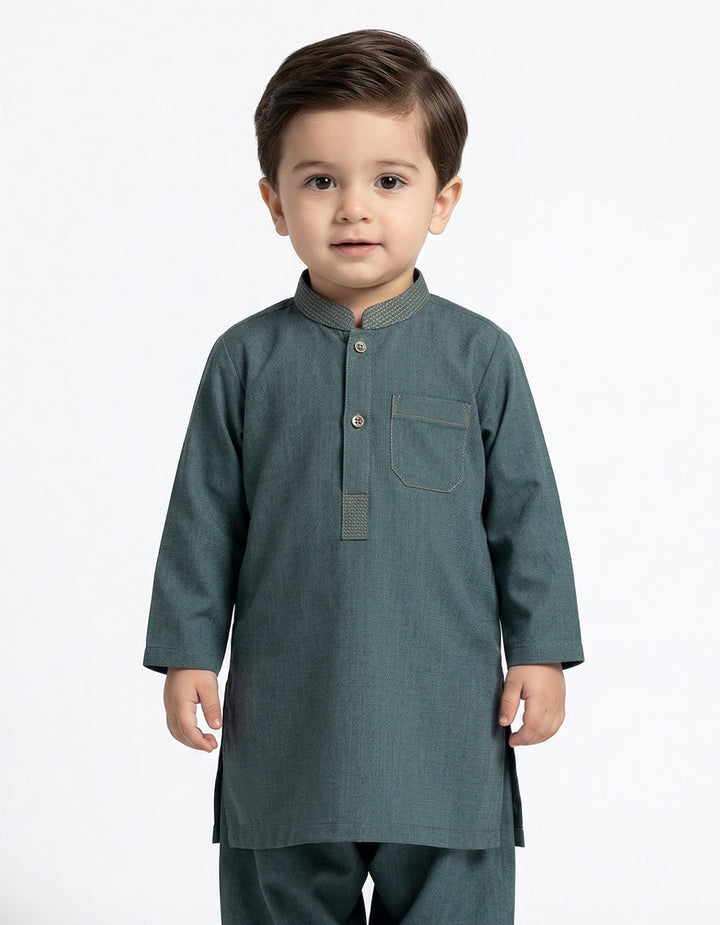 Blended Dull Green Shalwar Kameez - J. Junaid Jamshed