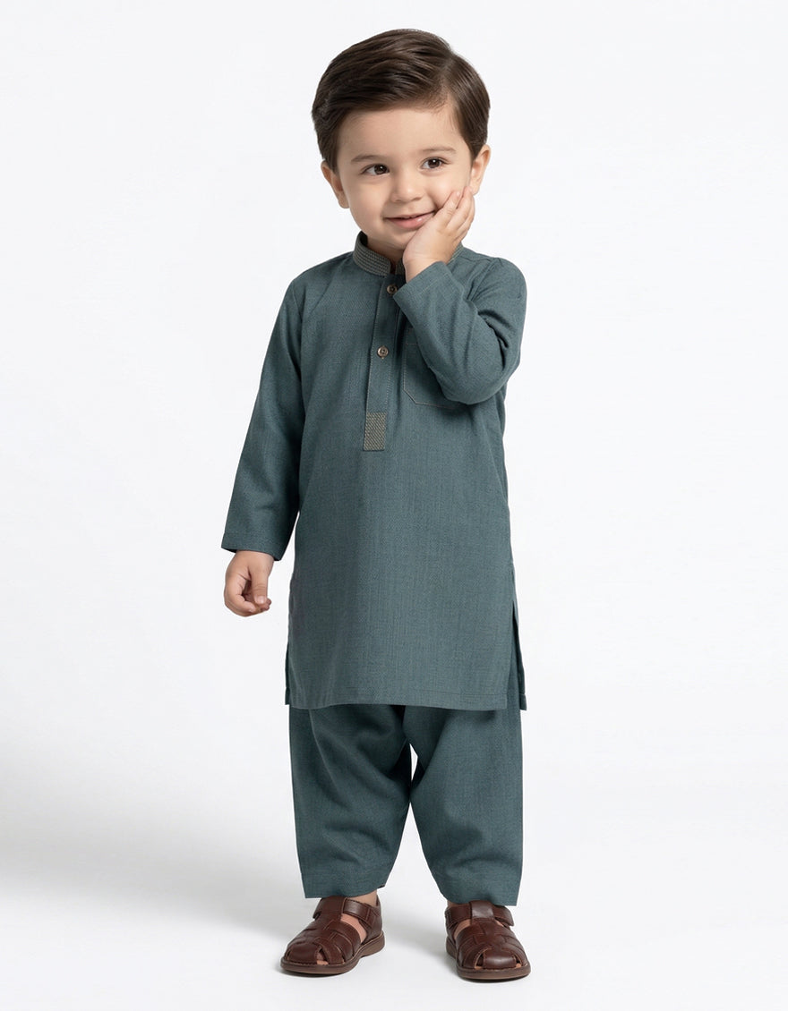 Blended Dull Green Shalwar Kameez - J. Junaid Jamshed
