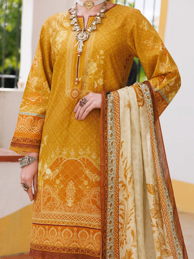 Lawn Mustard Stitched Suit - Almirah