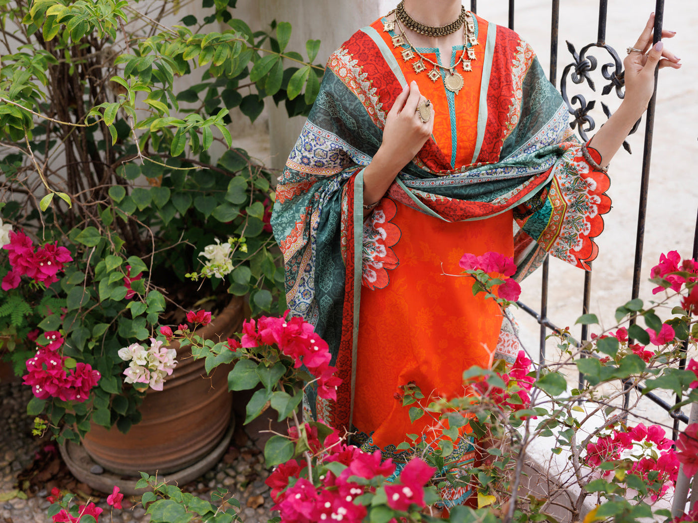 Lawn Orange Stitched Suit - Almirah