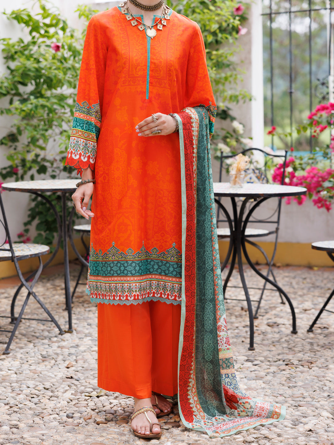 Lawn Orange Stitched Suit - Almirah