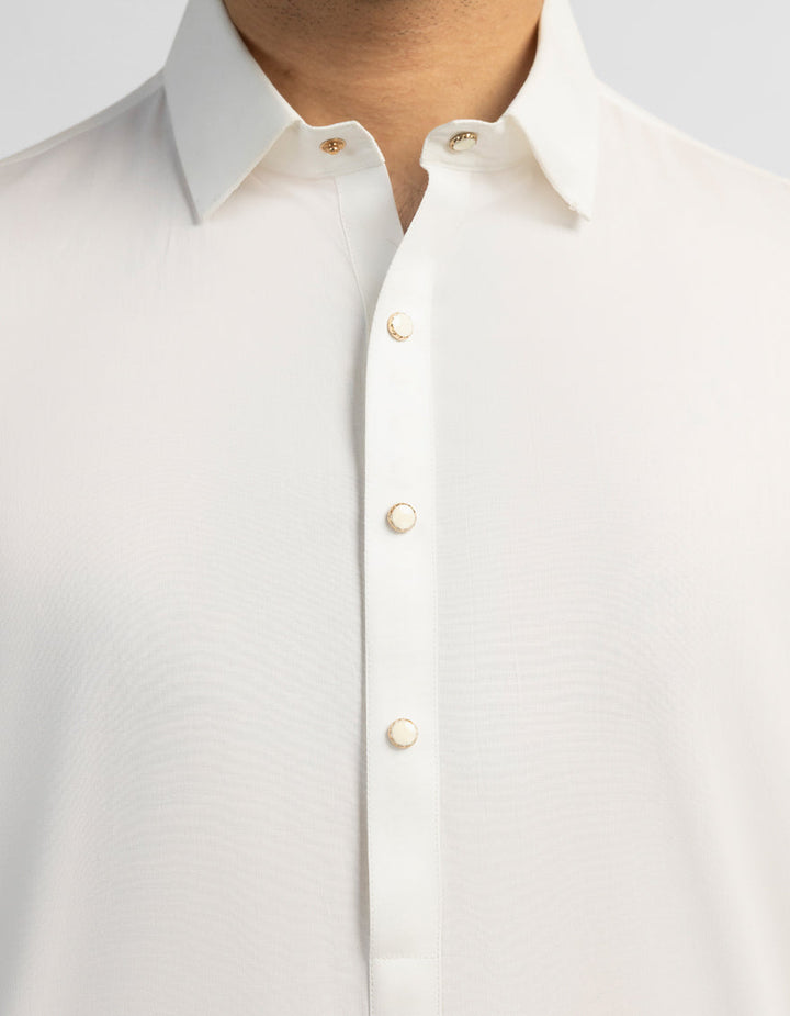 Cotton White Shalwar Kameez - J. Junaid Jamshed