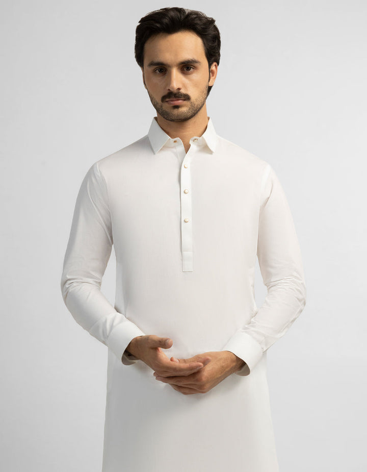 Cotton White Shalwar Kameez - J. Junaid Jamshed