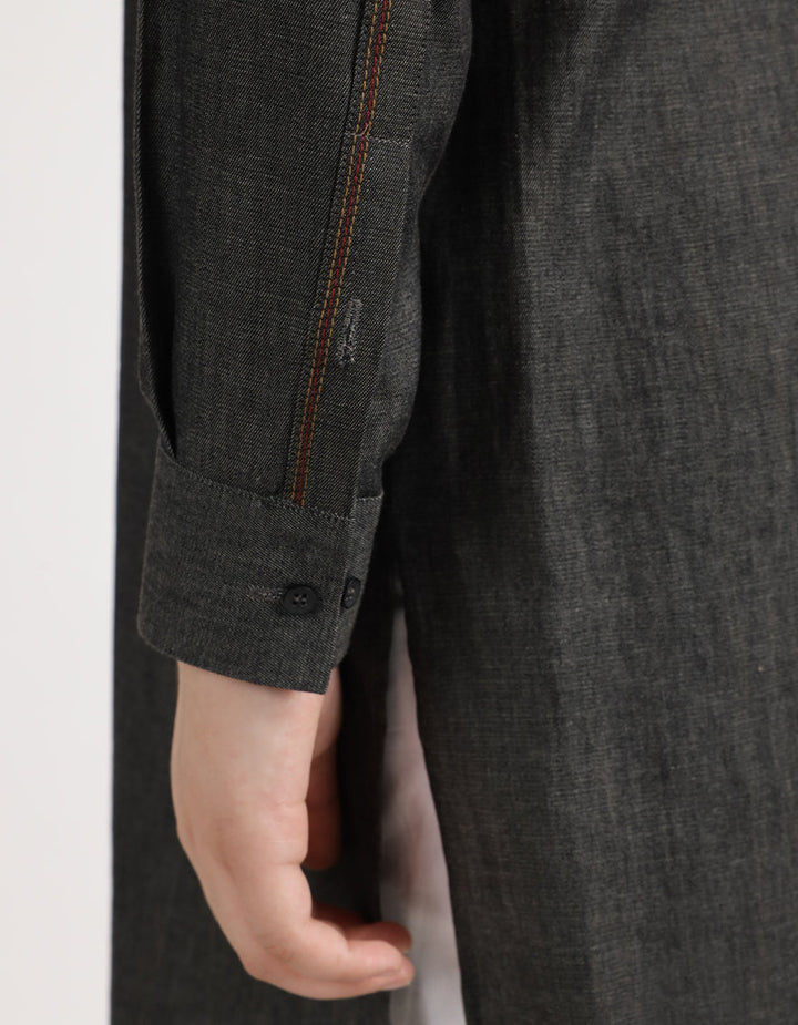 Cotton Dark Grey Kurta - J. Junaid Jamshed