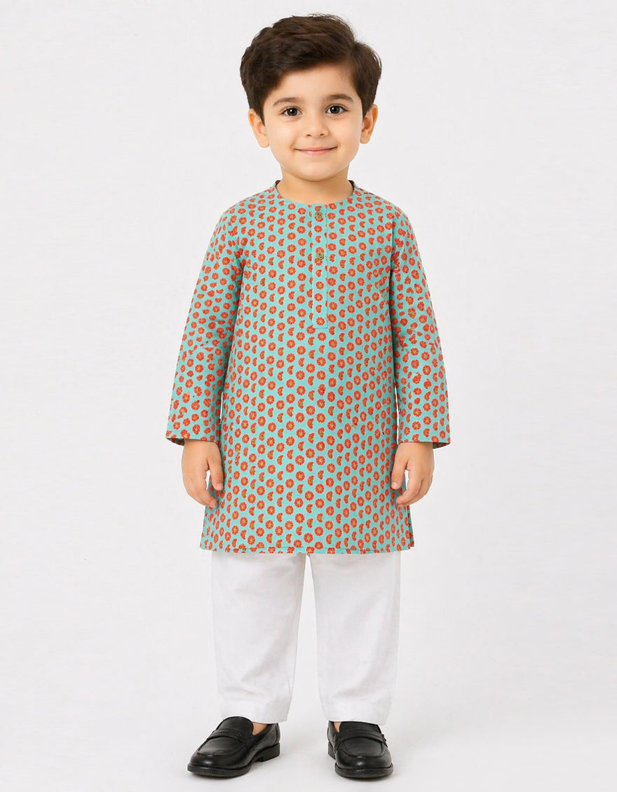 Cotton Turquoise Shalwar Kameez - J. Junaid Jamshed