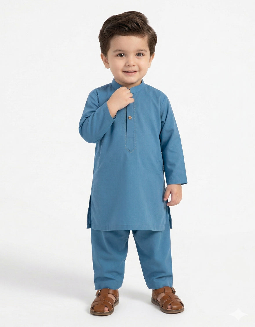 Blended Blue Shalwar Kameez - J. Junaid Jamshed
