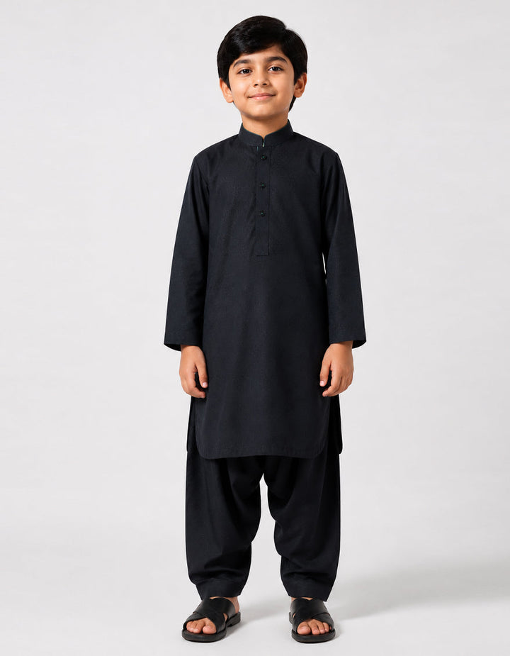 Polyester Charcoal Shalwar Kameez - J. Junaid Jamshed