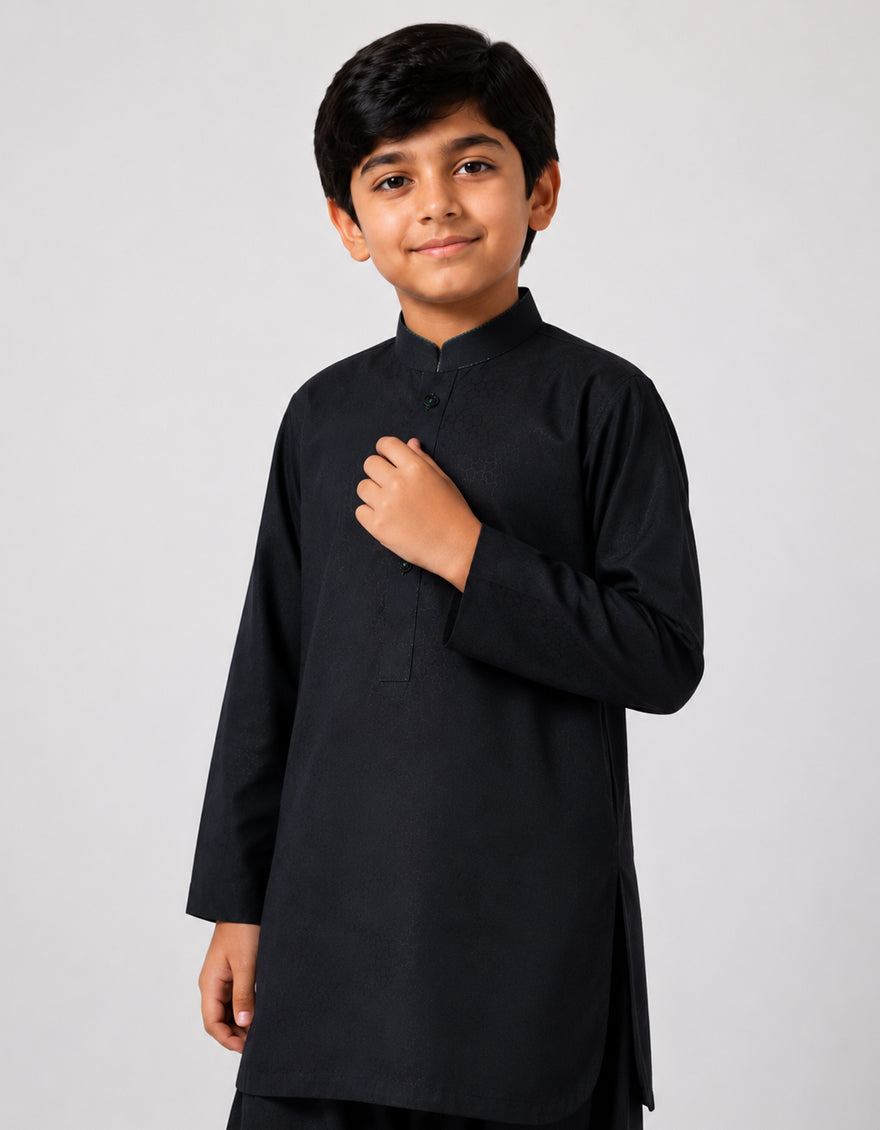 Polyester Charcoal Shalwar Kameez - J. Junaid Jamshed