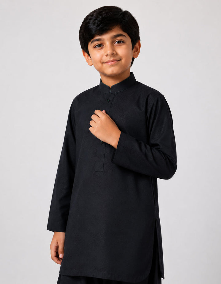 Polyester Charcoal Shalwar Kameez - J. Junaid Jamshed