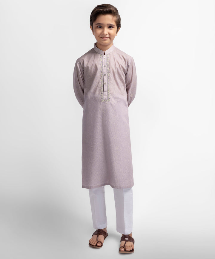 Cotton Light Purple Kurta - J. Junaid Jamshed