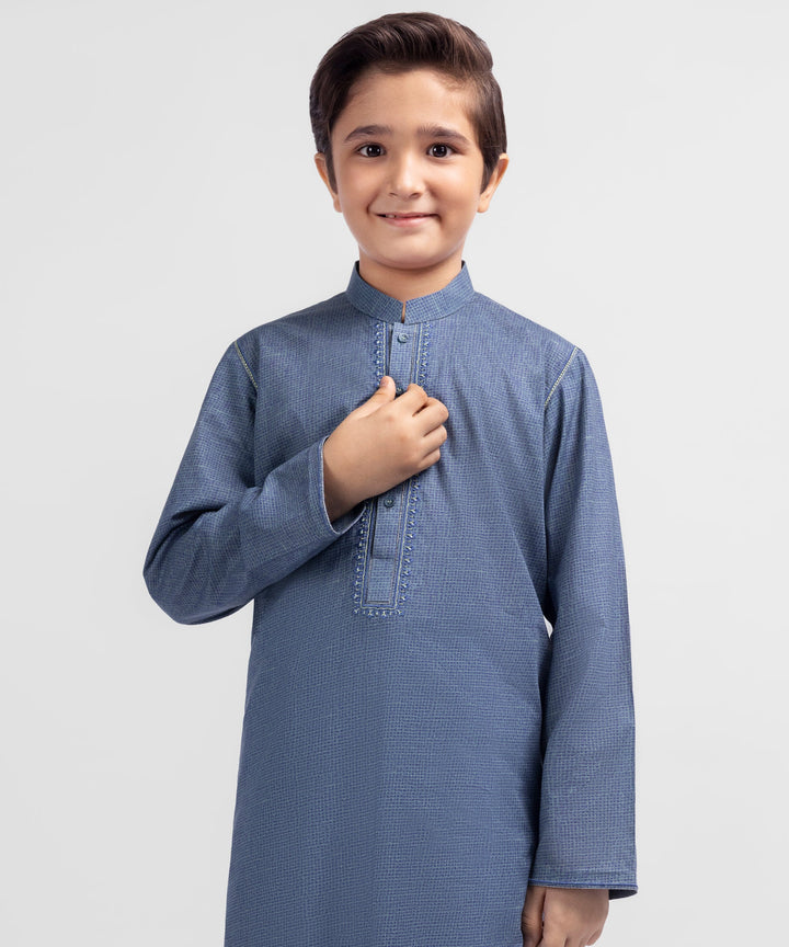 Cotton Dark Blue Kurta - J. Junaid Jamshed