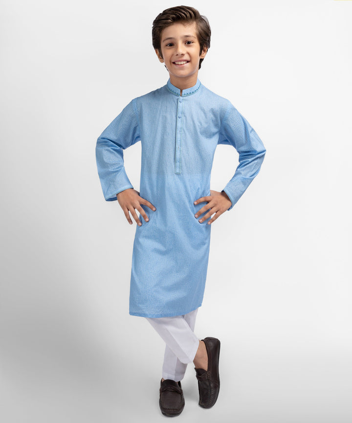 Cotton Blue Kurta - J. Junaid Jamshed