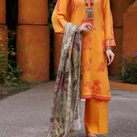 Jacquard Mustard Stitched Suit - J. Junaid Jamshed
