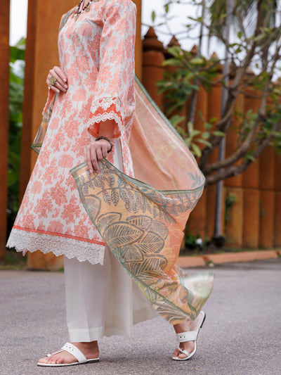 Jacquard Peach Stitched Suit - J. Junaid Jamshed