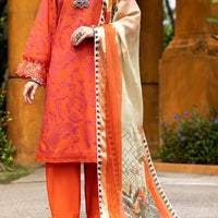 Jacquard Orange Stitched Suit - J. Junaid Jamshed