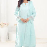 Cotton Silk Mint 3 Piece Stitched Suit - Stonez