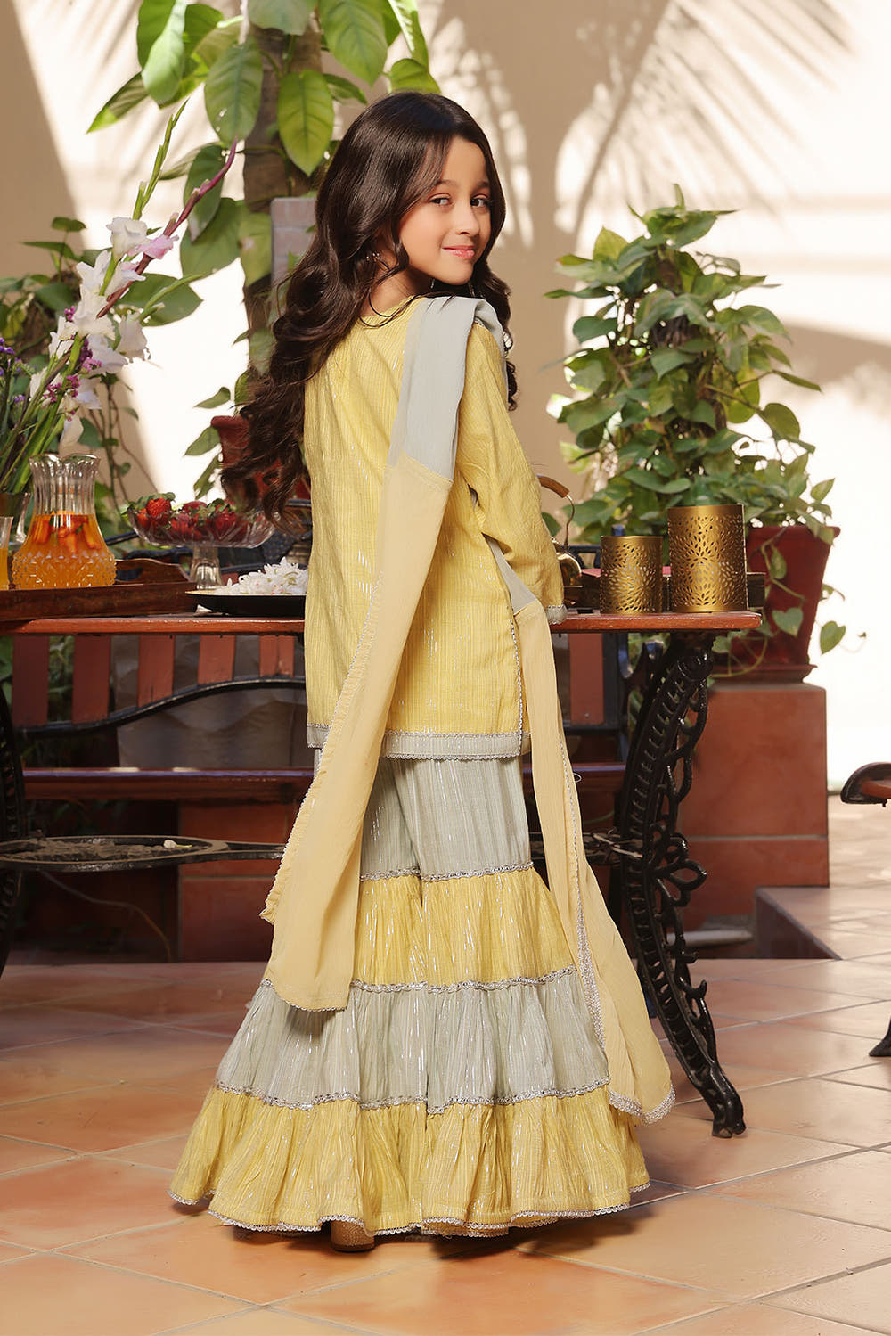 Premium Crinkle-Shimmer Cotton Lime Grey Stitched Suit - Sana's