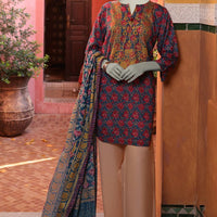 Lawn Brown Unstitched Suit - J. Junaid Jamshed