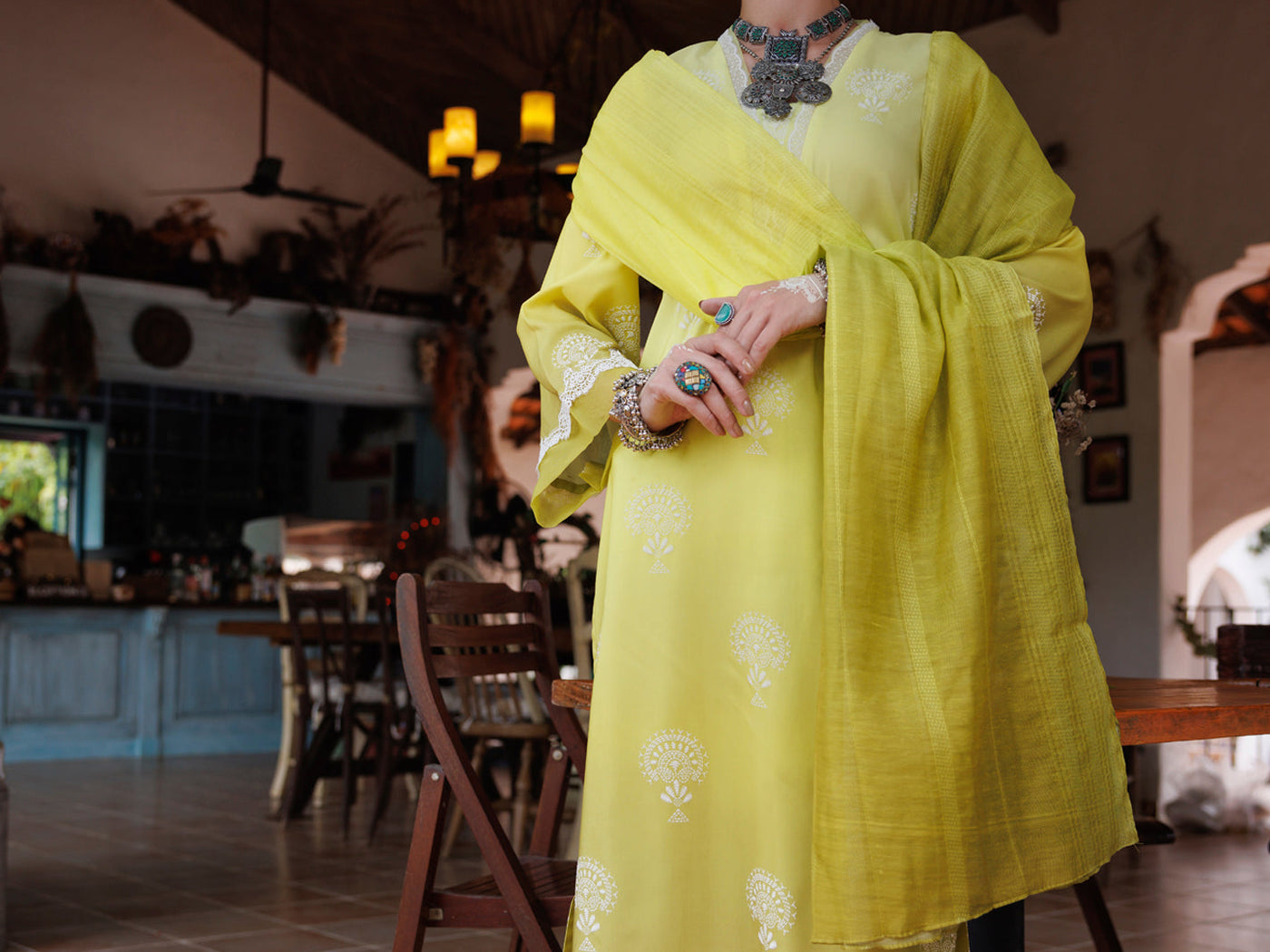 Cambric Lemon Stitched Suit - Almirah