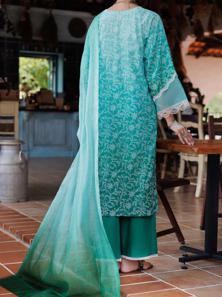 Cambric Green Stitched Suit - Almirah