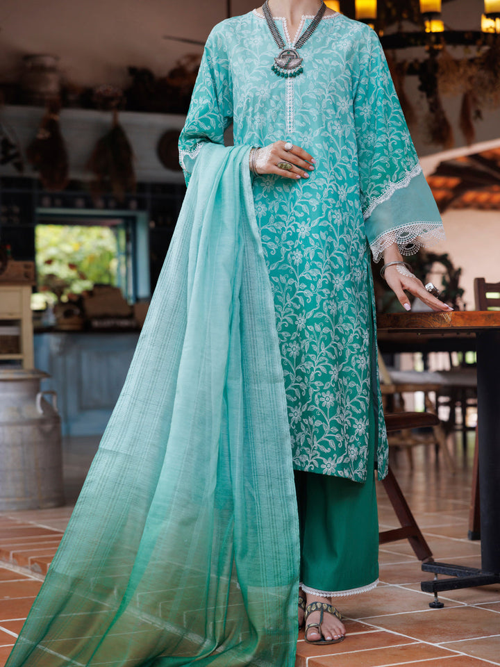 Cambric Green Stitched Suit - Almirah