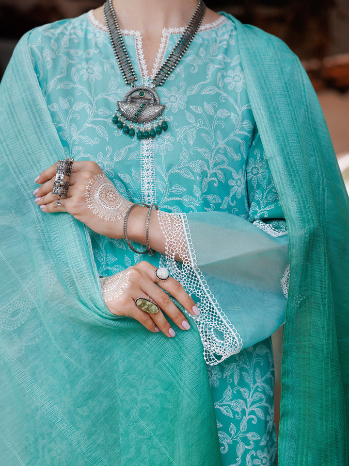 Cambric Green Stitched Suit - Almirah