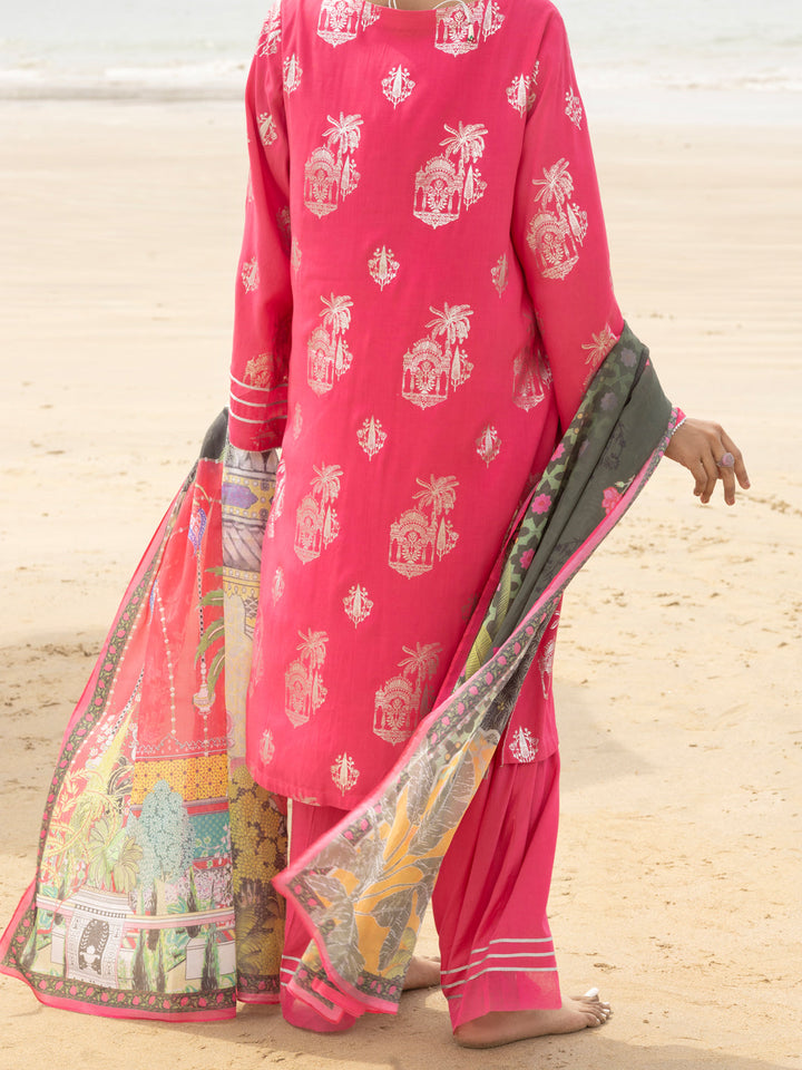 Viscose Pink Stitched Suit - Almirah