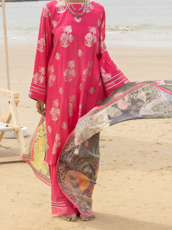 Viscose Pink Stitched Suit - Almirah