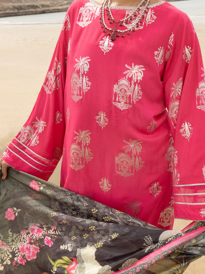 Viscose Pink Stitched Suit - Almirah