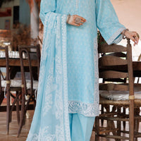 Cotton Dobby Ice Blue Stitched Suit - Almirah