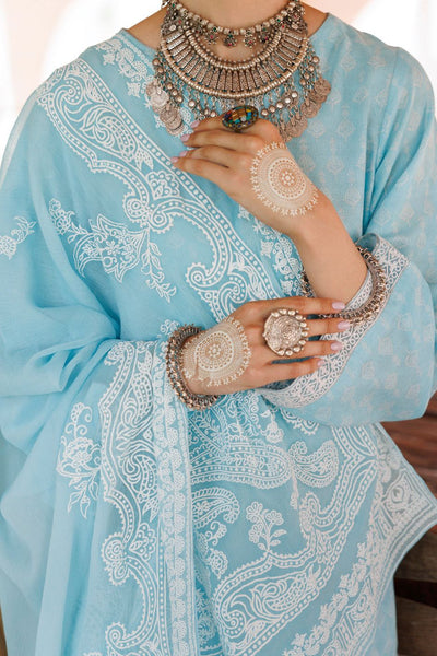 Cotton Dobby Ice Blue Stitched Suit - Almirah