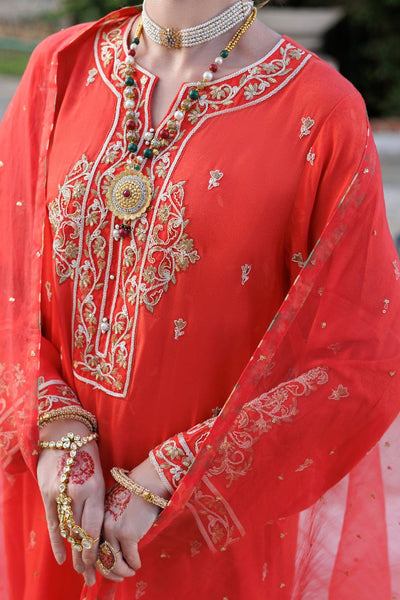 Mapple Silk Orange Stitched Suit - Almirah