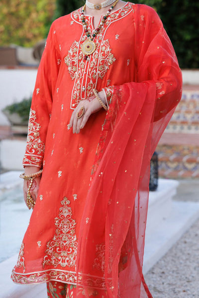 Mapple Silk Orange Stitched Suit - Almirah