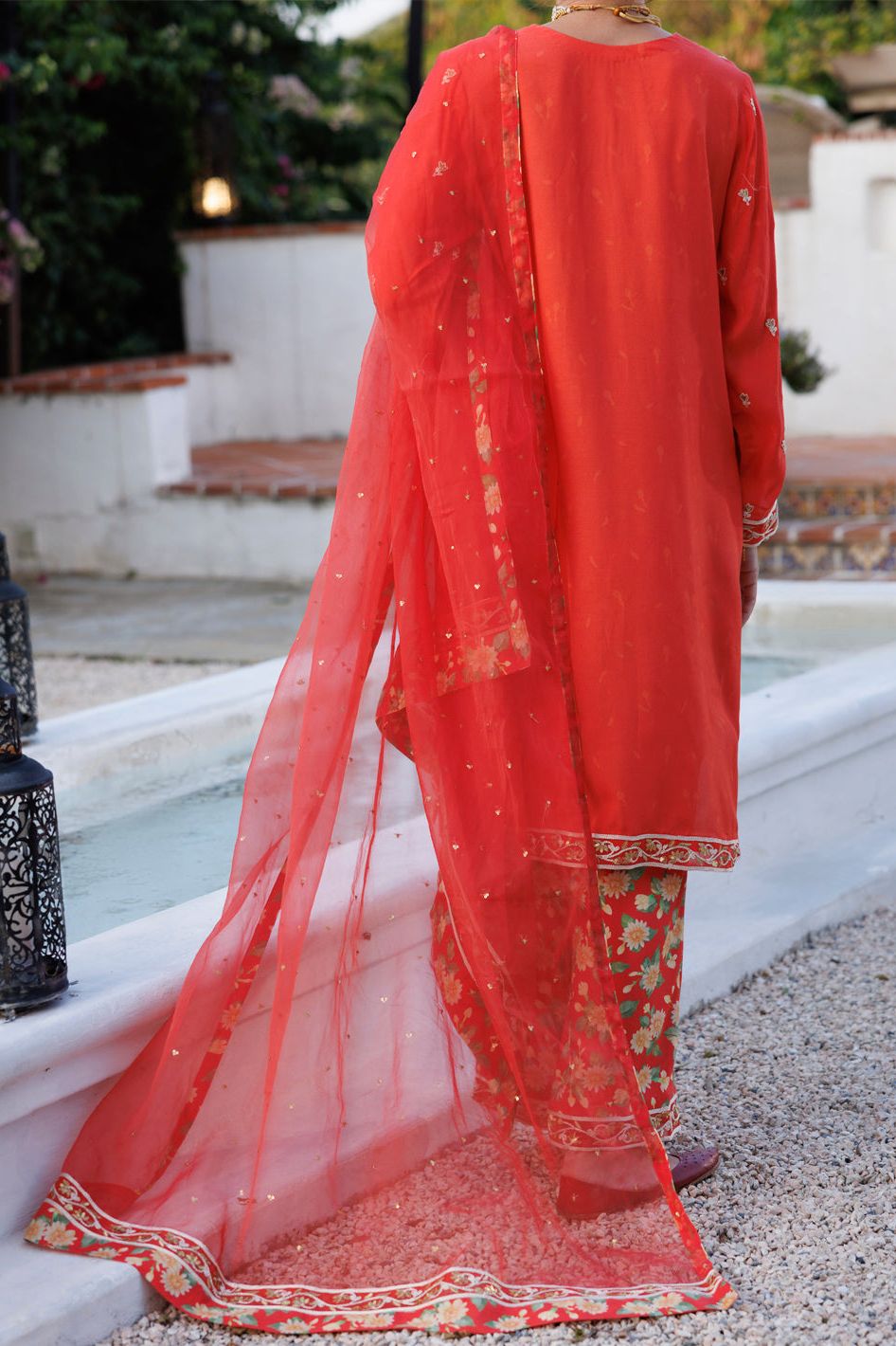 Mapple Silk Orange Stitched Suit - Almirah