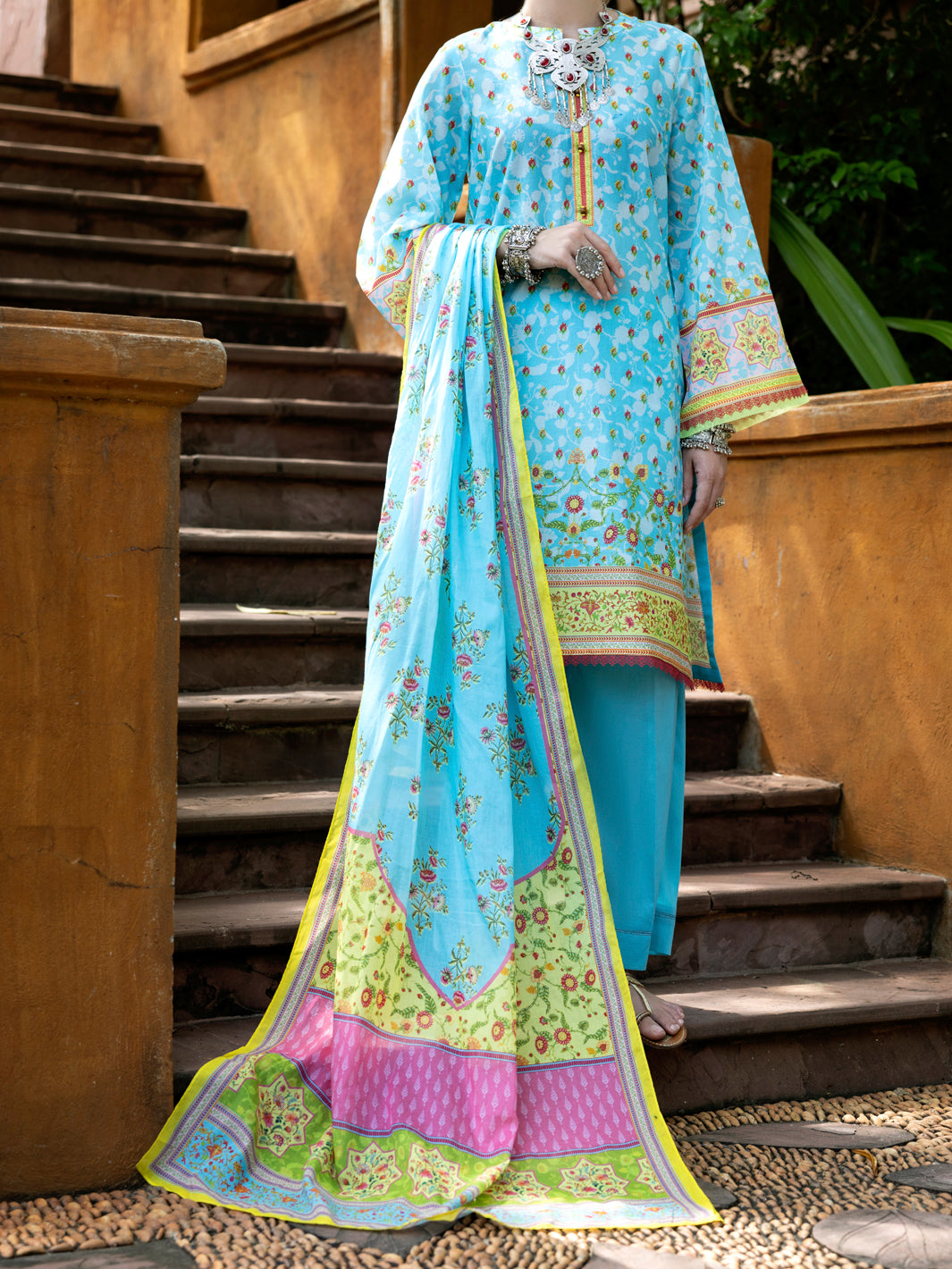 Lawn Ferozi Stitched Suit - Almirah