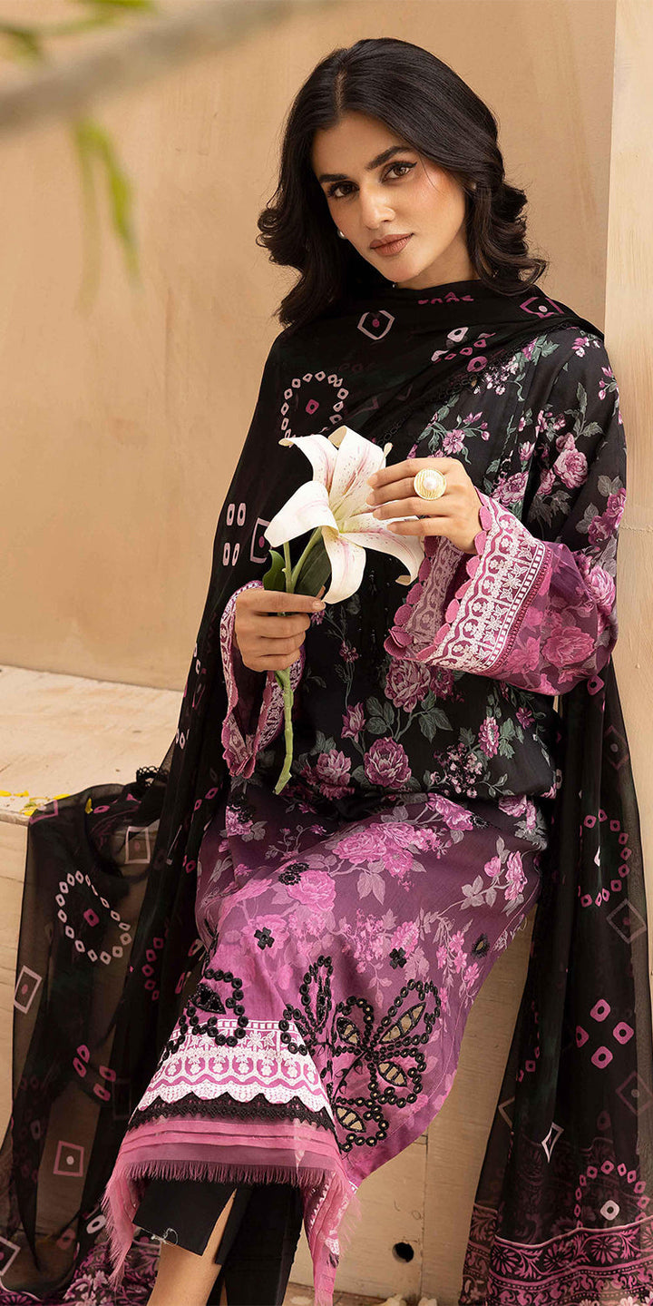 Lawn Black Stitched Suit - Kesariya Vol III by Nureh