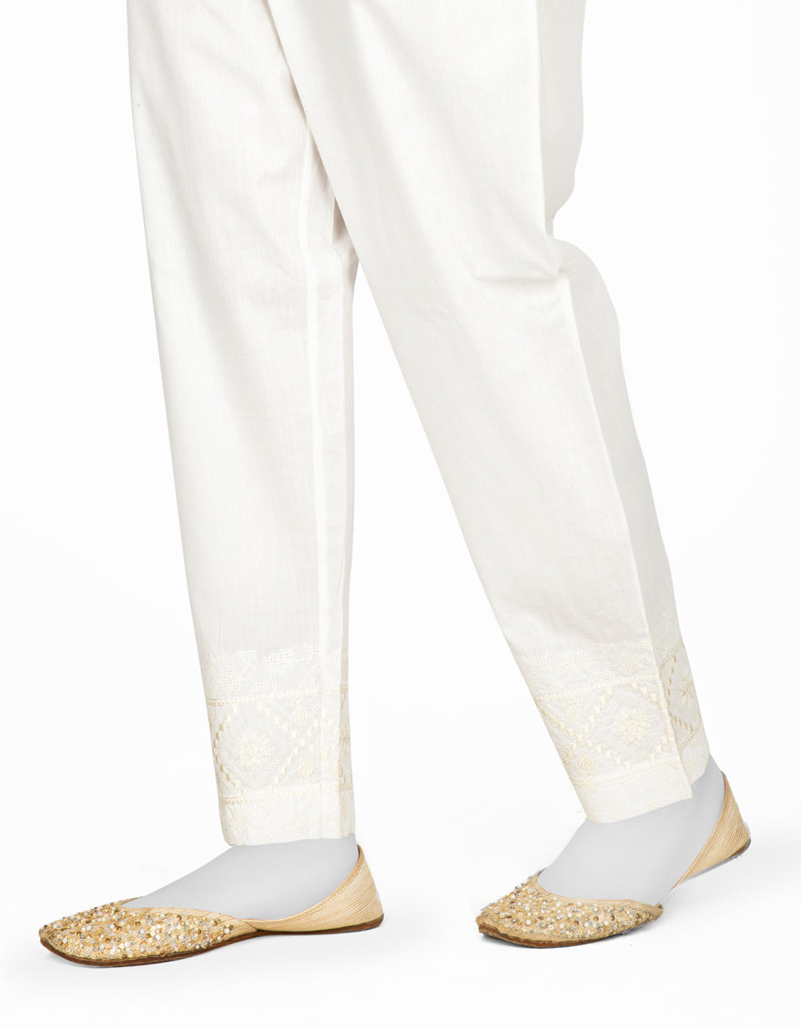 Cambric White Trouser - J. Junaid Jamshed