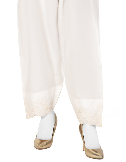 Lawn Off White Trouser - J. Junaid Jamshed