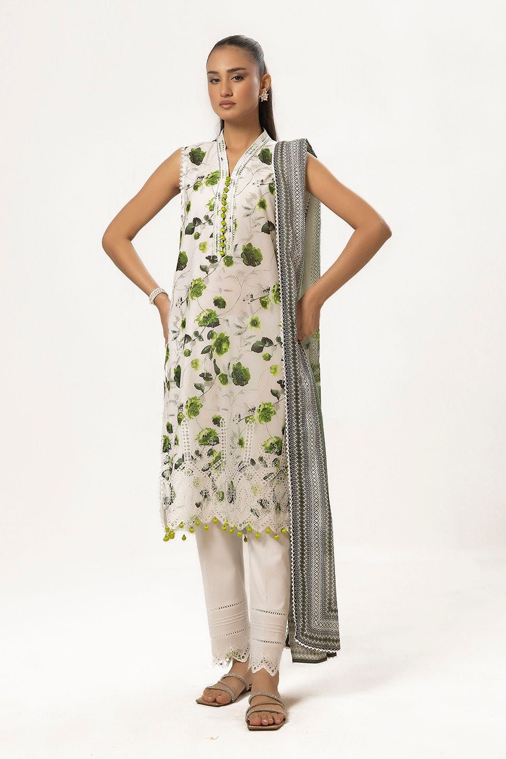 Printed Lawn Off White Unstitched Suit - Gul Ahmed