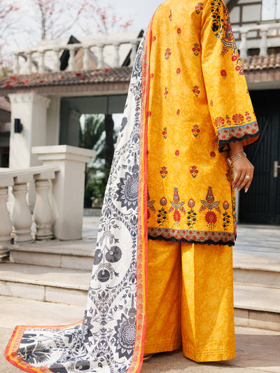 Lawn Mustard Stitched Suit - J. Junaid Jamshed